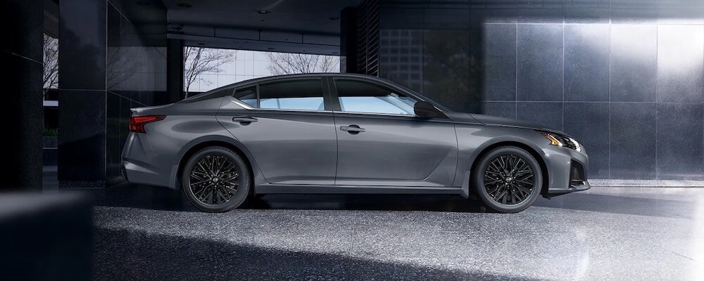 Side profile of a gray 2026 Nissan Altima midsize sedan