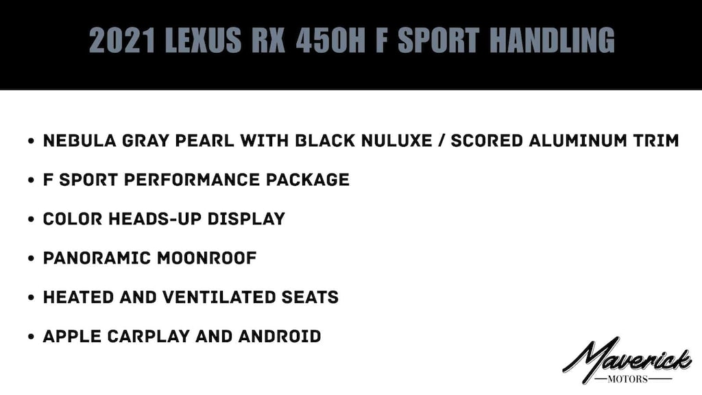 Used 2021 Lexus RX 450h F Sport Handling SUV