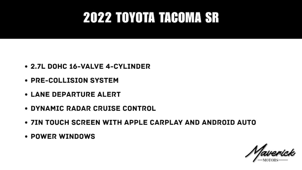 Used 2022 Toyota Tacoma SR Access Cab 6 Bed I4 AT (Natl) Truck