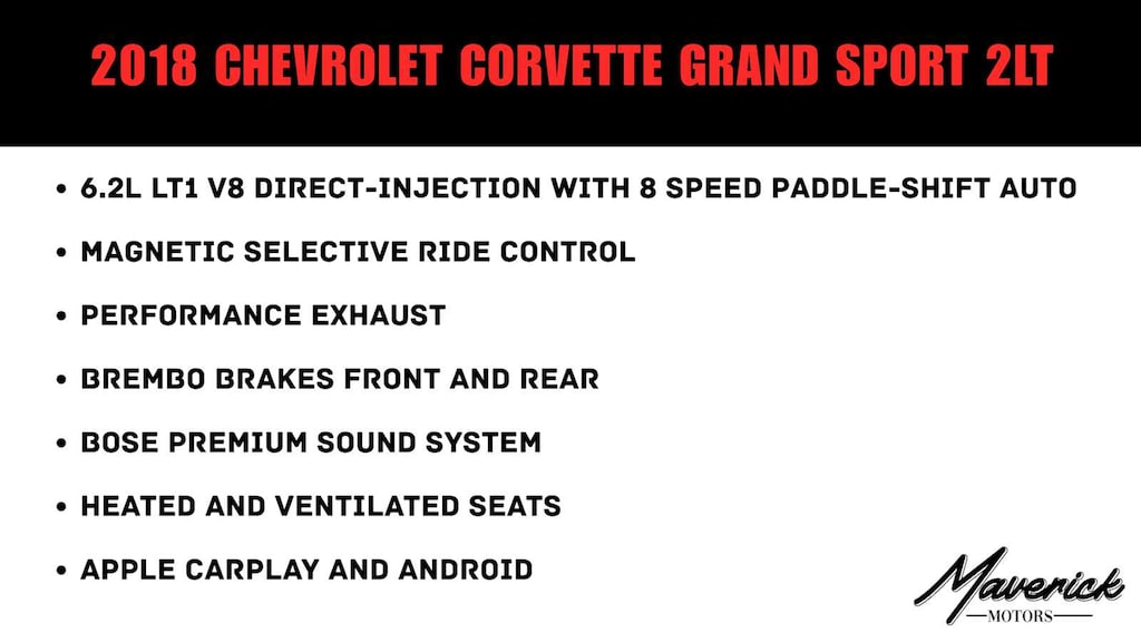 Used 2018 Chevrolet Corvette Grand Sport 2LT Coupe