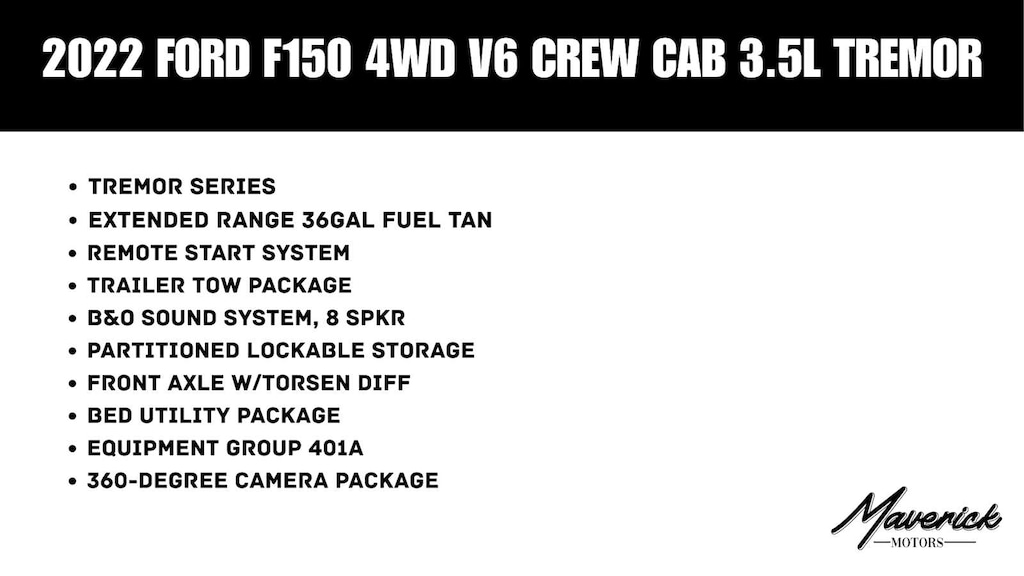 Used 2022 Ford F-150 Tremor 4WD Supercrew 5.5 Box Truck