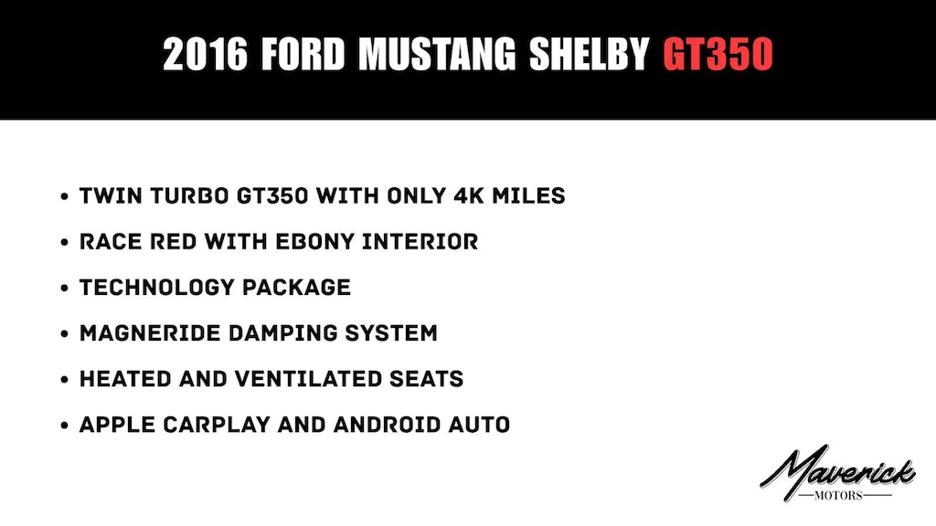 Used 2016 Ford Mustang Shelby GT350 Coupe