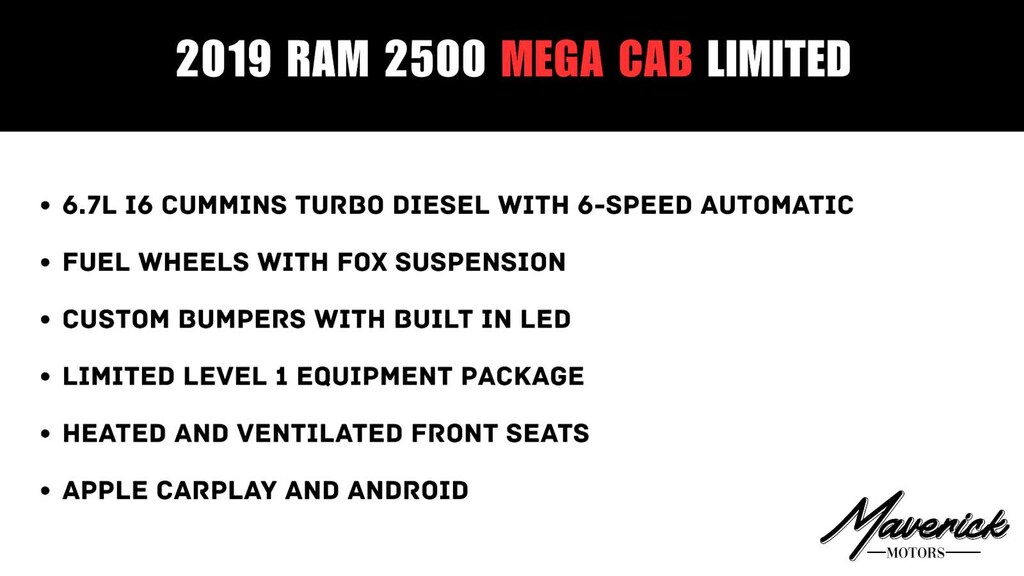 Used 2019 Ram 2500 Limited 4x4 Mega Cab 64 Box Truck