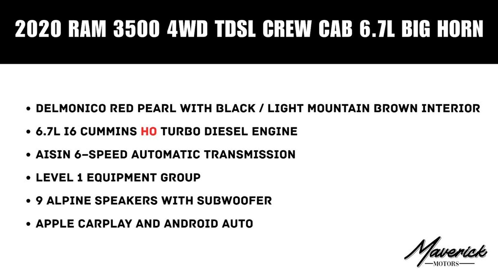 Used 2020 Ram 3500 Big Horn 4x4 Crew Cab 8 Box Truck