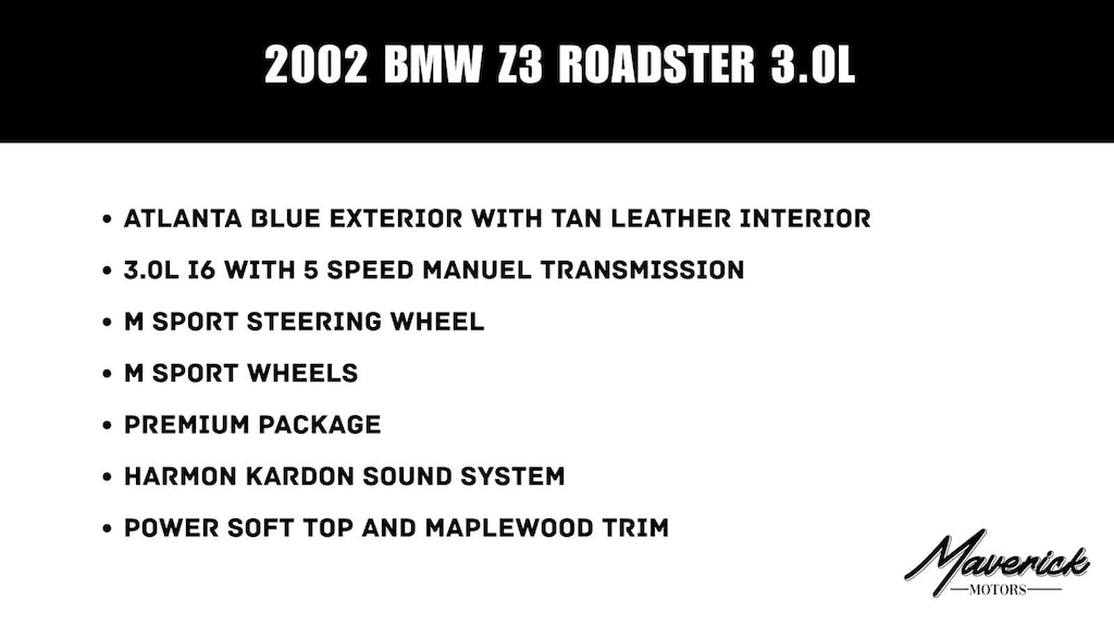 Used 2002 BMW Z3 3.0i Convertible