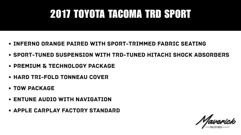 Used 2017 Toyota Tacoma TRD Sport Double Cab 5 Bed V6 4x2 AT (SE) Truck