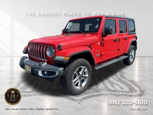Used 2020 Jeep Wrangler Unlimited Sahara with VIN 1C4HJXEN4LW235774 for sale in Kansas City