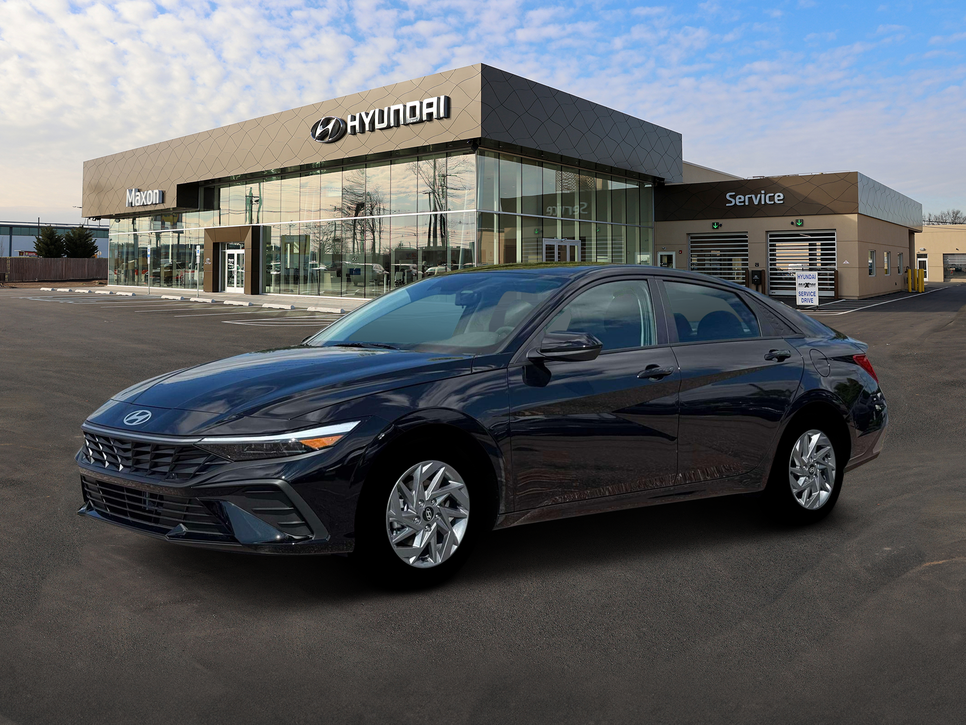 New 2026 Hyundai Elantra Hybrid Blue Sedan