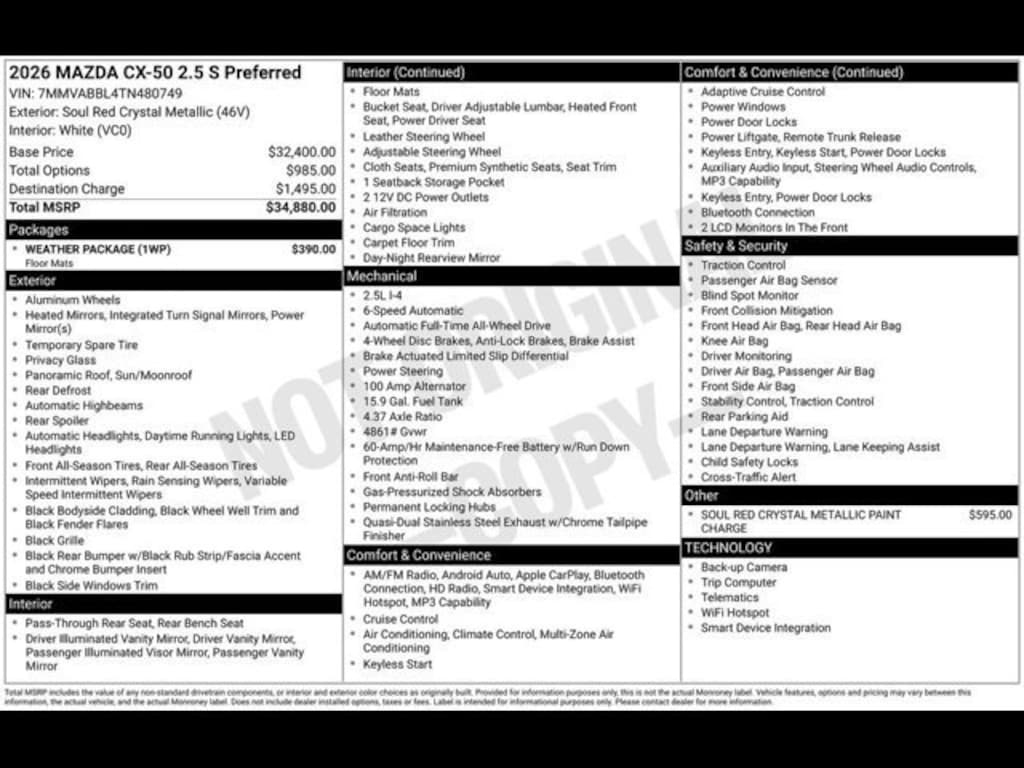 New 2026 Mazda CX-50 2.5 S Preferred AWD Sport Utility