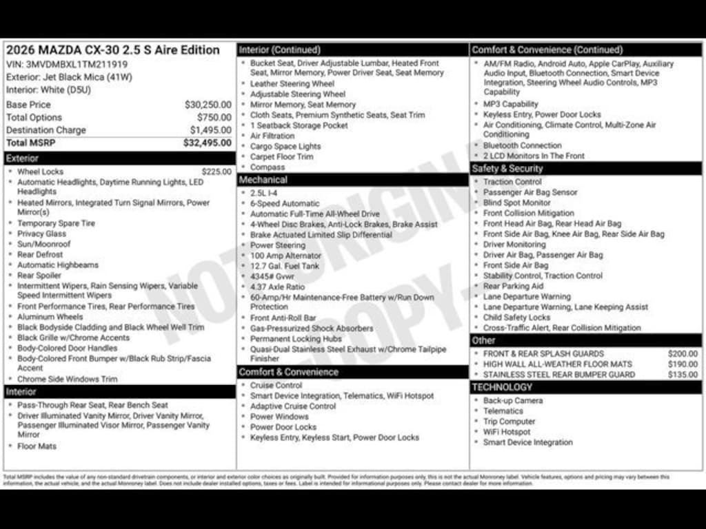 New 2026 Mazda CX-30 2.5 S Aire Edition Sport Utility