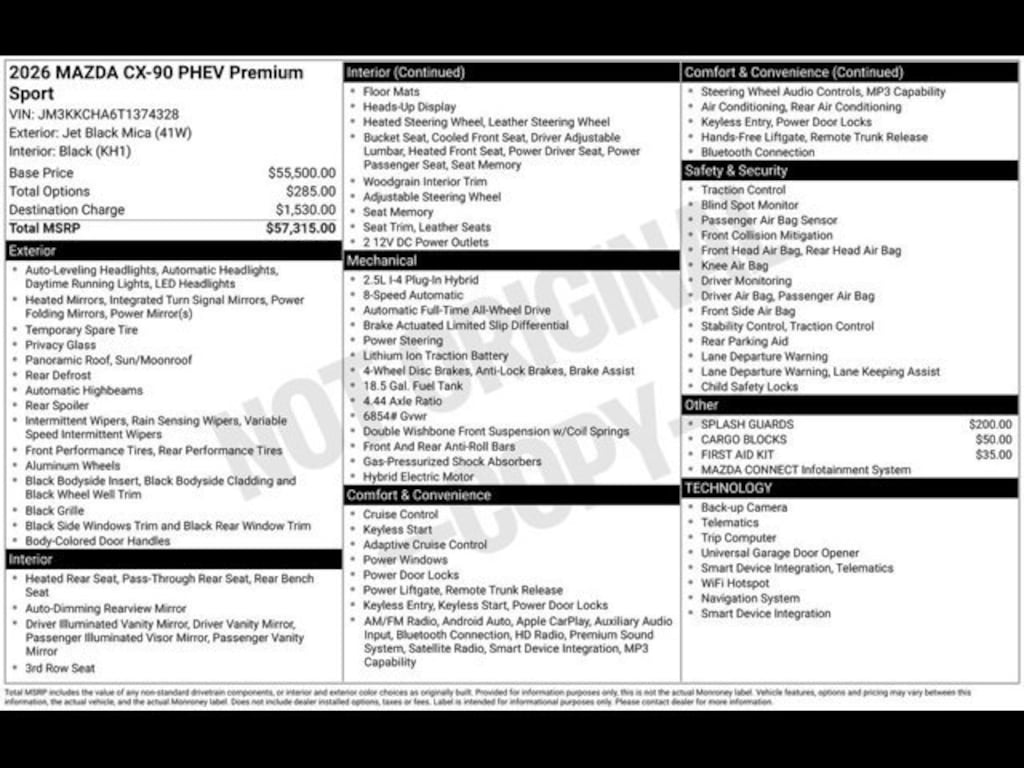 New 2026 Mazda CX-90 Plug-In Hybrid Premium Sport AWD Sport Utility