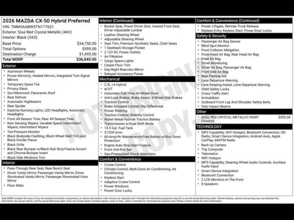New 2026 Mazda CX-50 Hybrid Preferred AWD Sport Utility