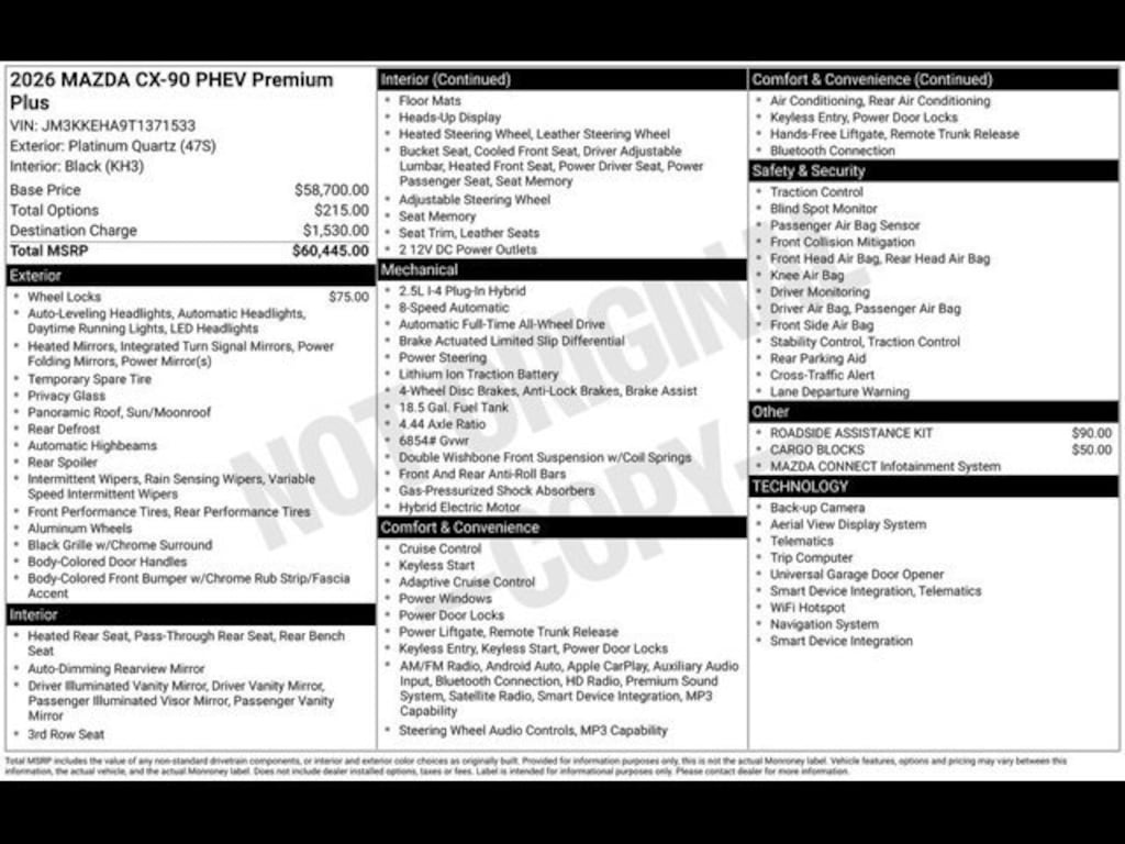New 2026 Mazda CX-90 Plug-In Hybrid Premium Plus AWD Sport Utility