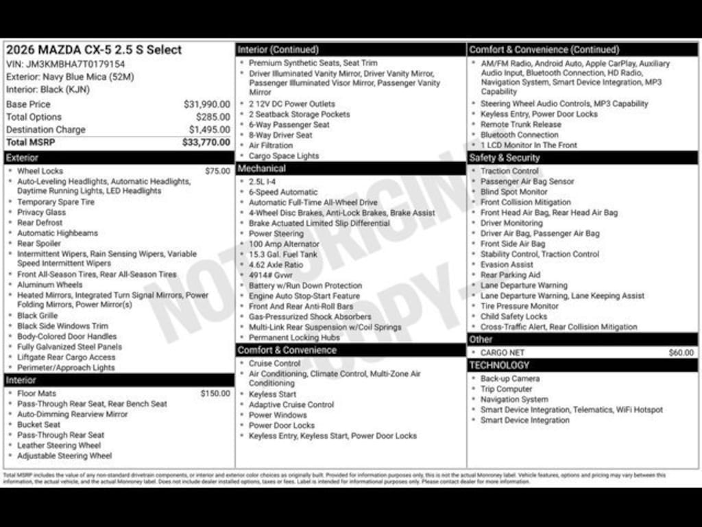 New 2026 Mazda CX-5 2.5 S Select AWD Sport Utility