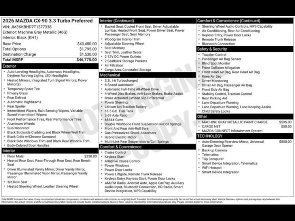 New 2026 Mazda CX-90 3.3 Turbo Preferred AWD Sport Utility