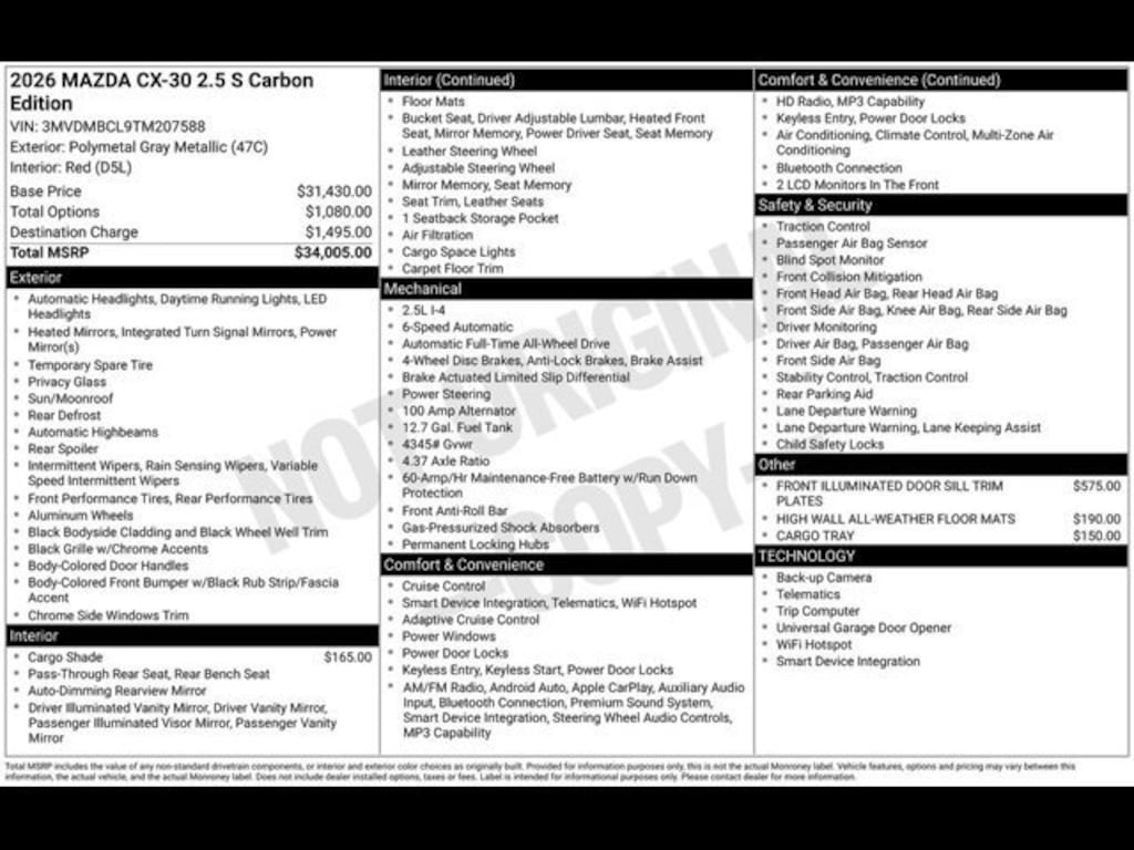 New 2026 Mazda CX-30 2.5 S Carbon Edition AWD Sport Utility