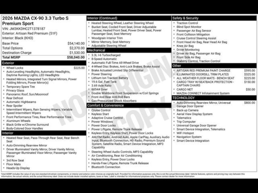 New 2026 Mazda CX-90 3.3 Turbo S Premium Sport AWD Sport Utility
