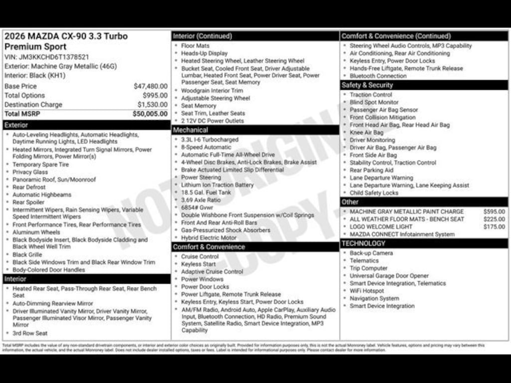 New 2026 Mazda CX-90 3.3 Turbo Premium Sport AWD Sport Utility