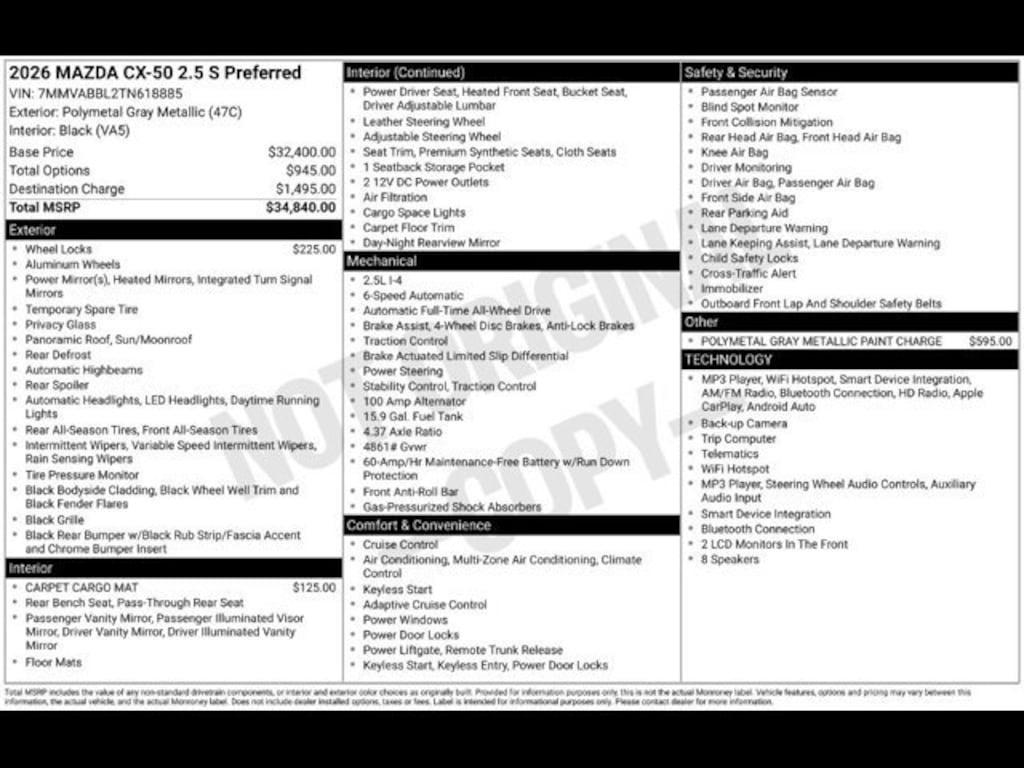 New 2026 Mazda CX-50 2.5 S Preferred AWD Sport Utility