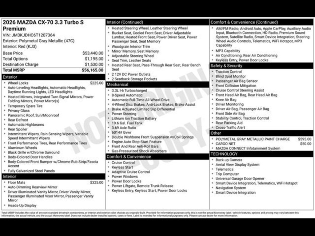 New 2026 Mazda CX-70 3.3 Turbo S Premium AWD Sport Utility