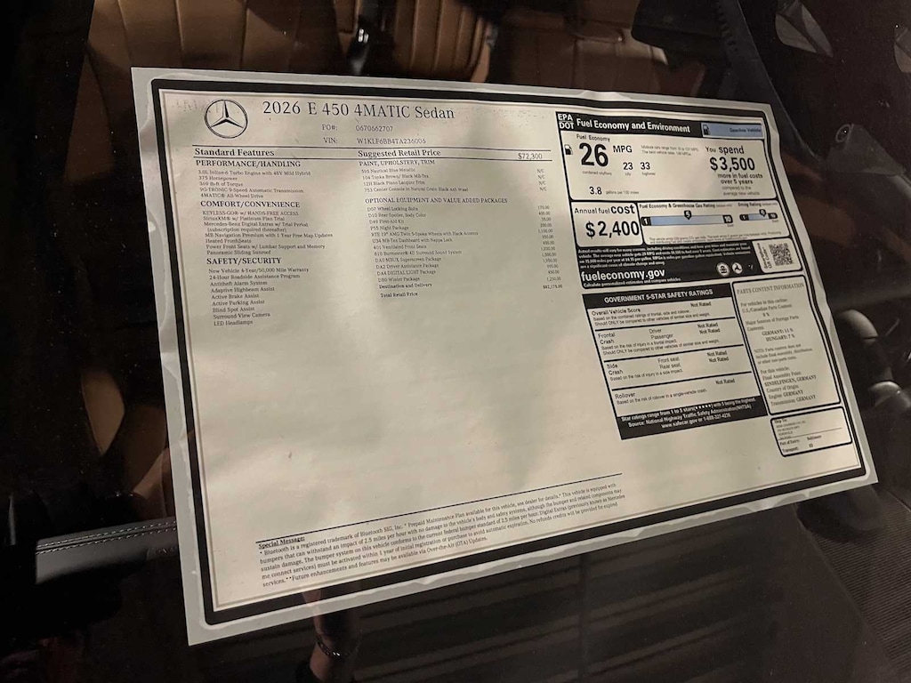 New 2026 Mercedes-Benz E-Class E 450 4MATIC Sedan