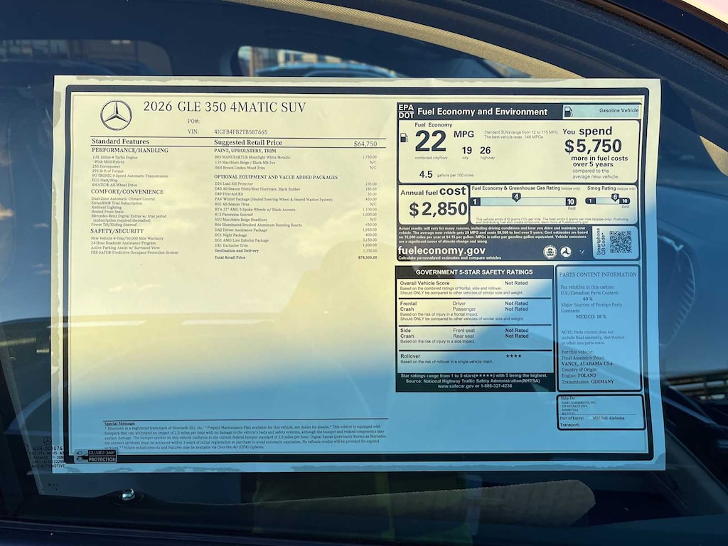 New 2026 Mercedes-Benz GLE 350 4MATIC SUV