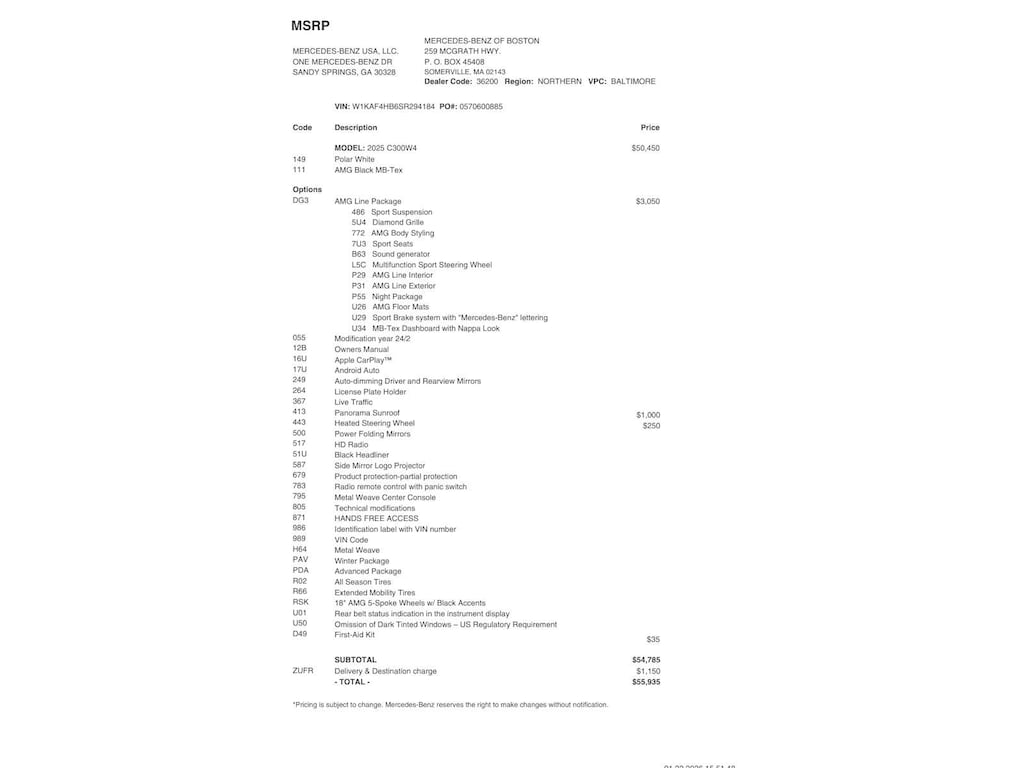 Certified 2025 Mercedes-Benz C-Class C 300 4MATIC Sedan