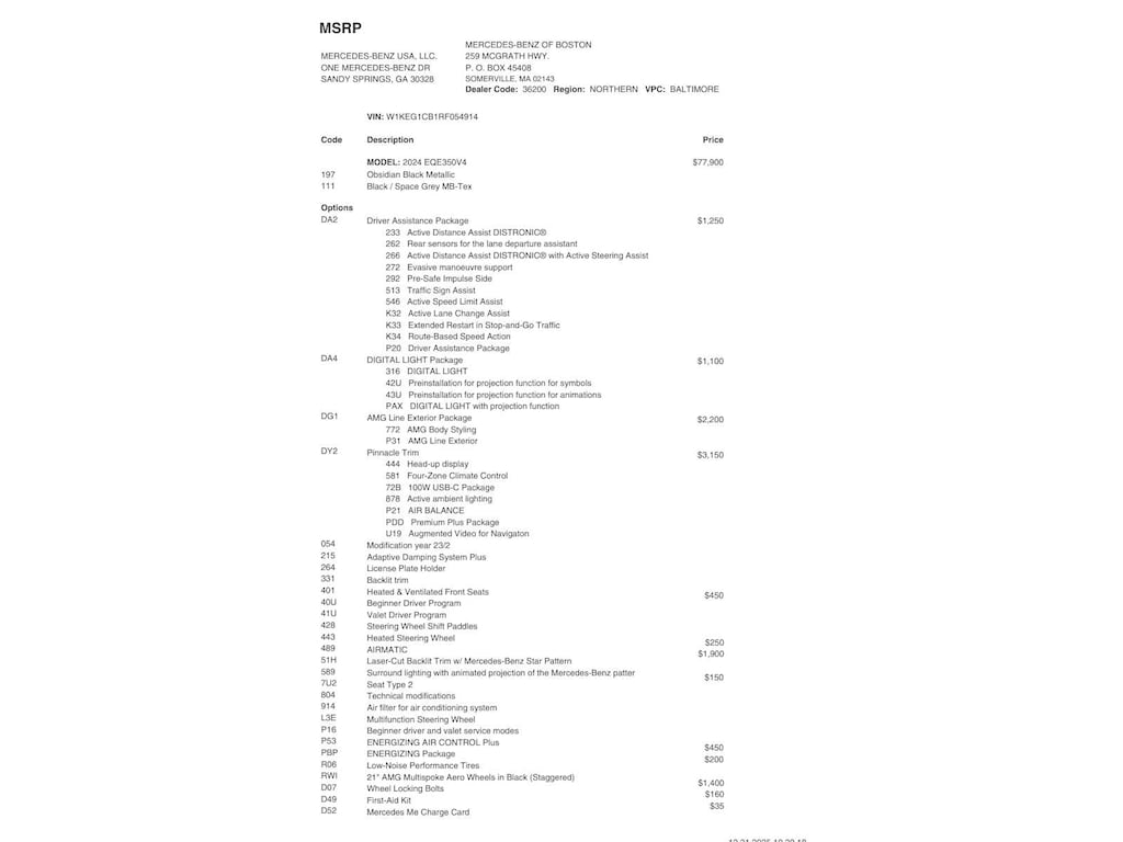 Certified 2024 Mercedes-Benz EQE 350 4MATIC Sedan