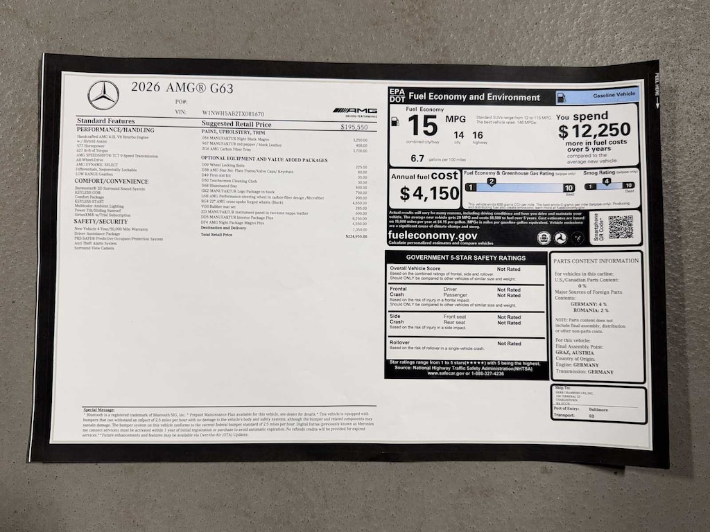 New 2026 Mercedes-Benz AMG G 63 4MATIC SUV