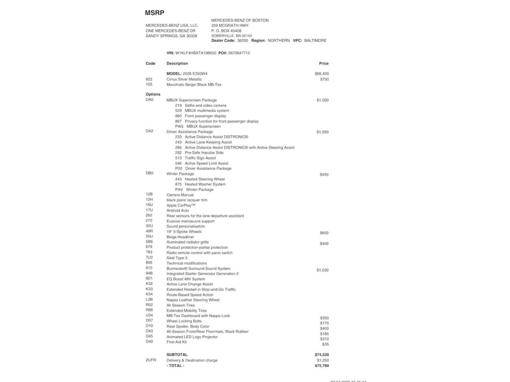 Certified 2026 Mercedes-Benz E-Class E 350 4MATIC Sedan