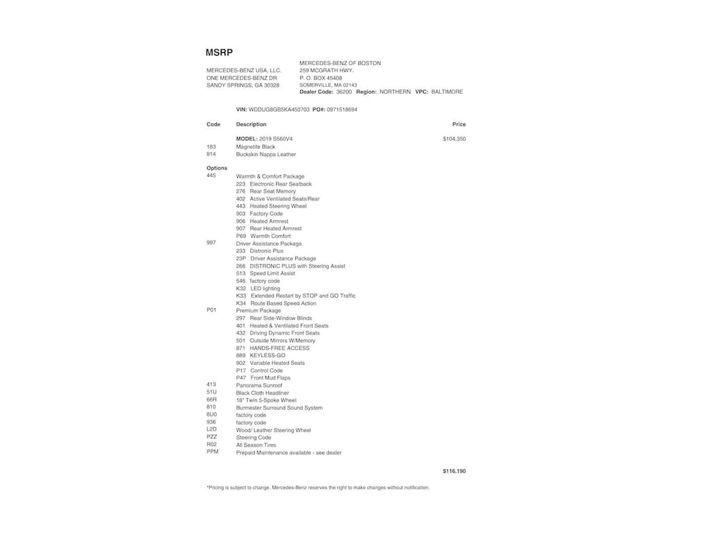 Used 2019 Mercedes-Benz S-Class S 560 4MATIC Sedan