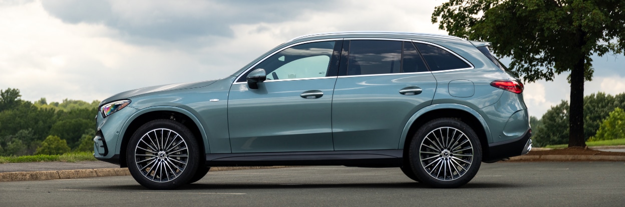 Driver's side exterior view of a 2025 Mercedes GLC SUV