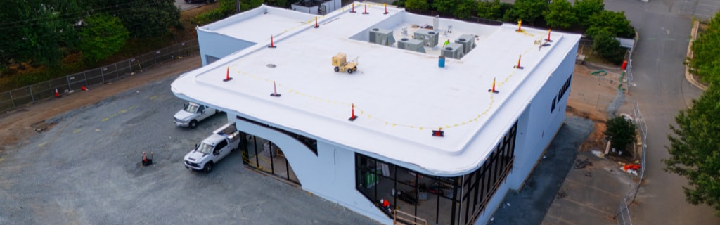 Drone shot of the new Mercedes-Benz of Charlottesville dealership being built