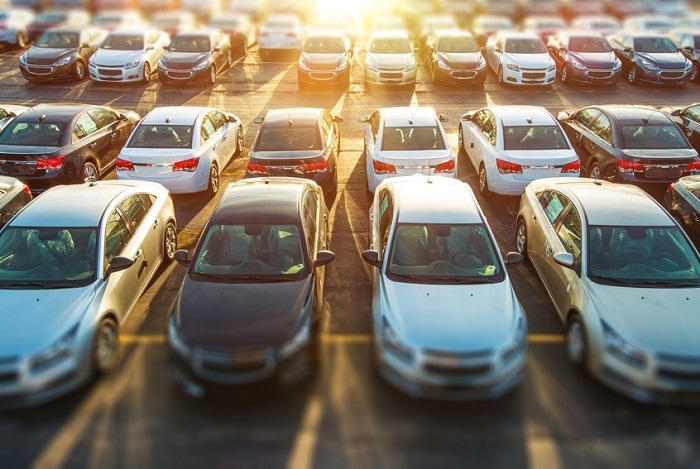 rows of pre-owned vehicles