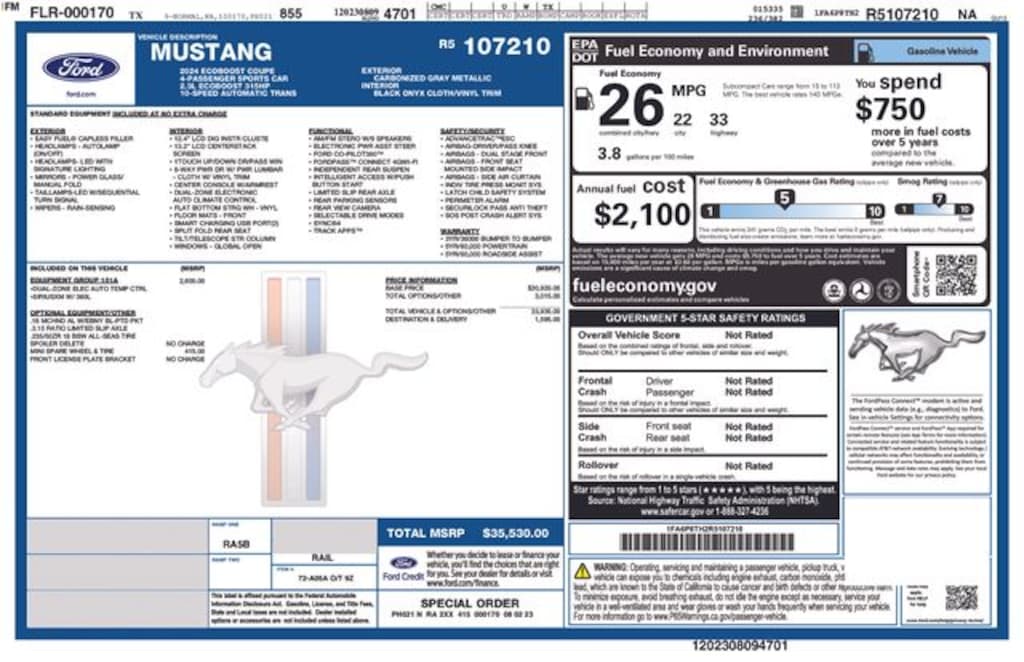Certified 2024 Ford Mustang Ecoboost Coupe