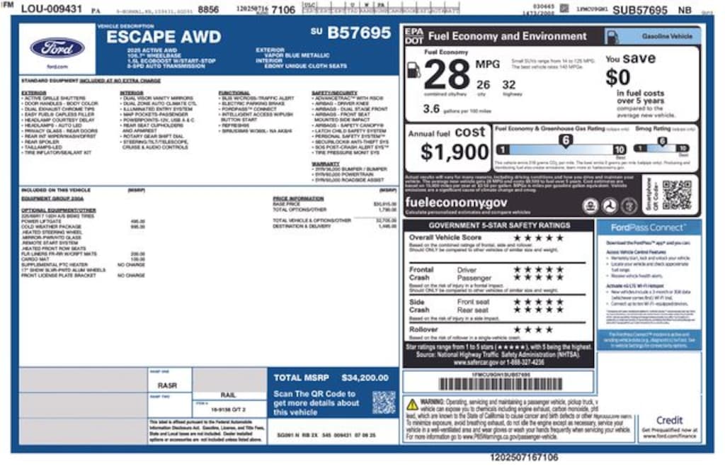 New 2025 Ford Escape Active SUV