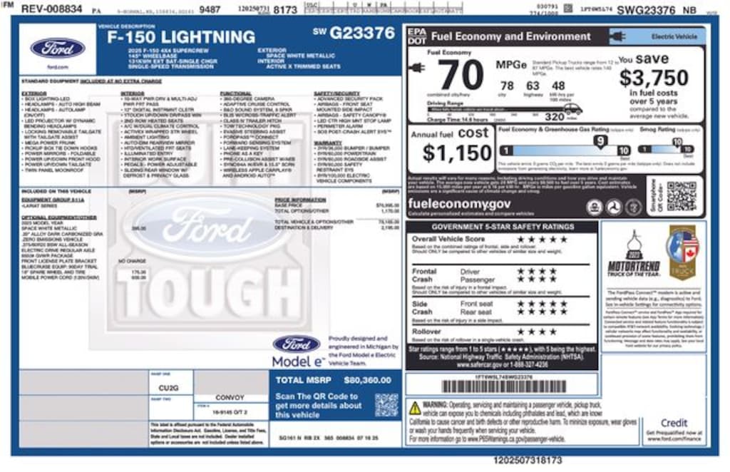 New 2025 Ford F-150 Lightning Lariat Truck SuperCrew Cab