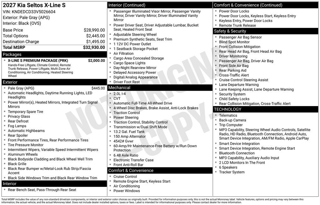 New 2027 Kia Seltos X-Line S SUV