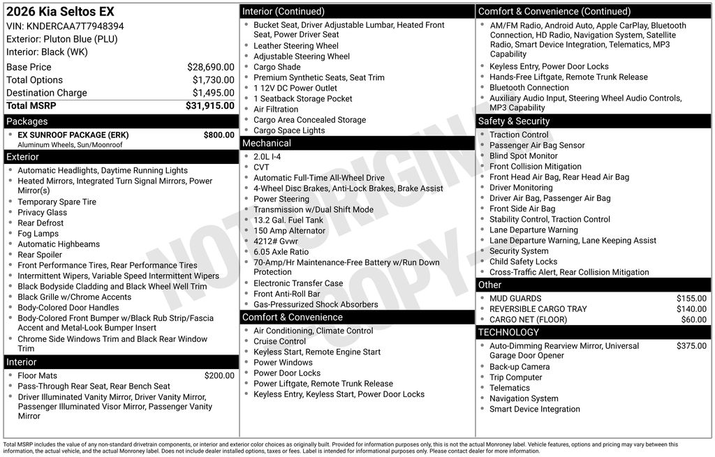 2026 Kia Seltos 2.0 EX AWD's photo