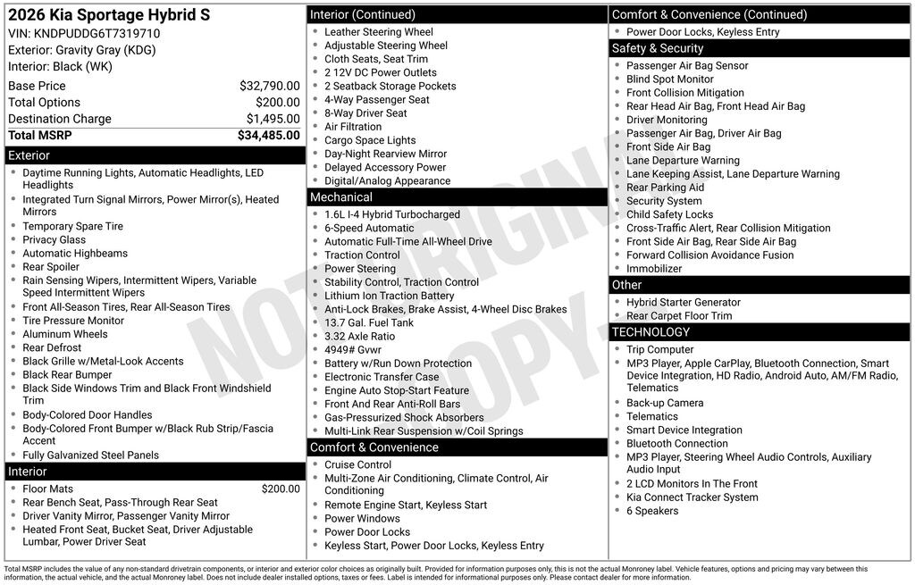 New 2026 Kia Sportage Hybrid S SUV