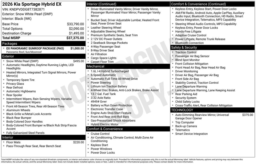 2026 Kia Sportage 1.6 EX Hybrid AT AWD's photo