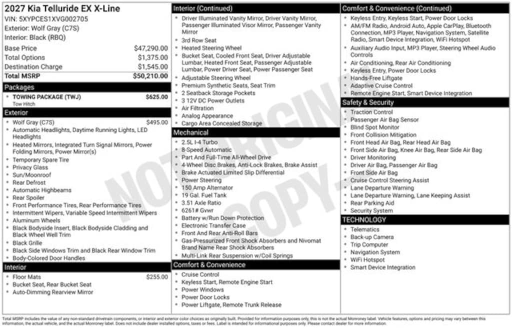 New 2027 Kia Telluride EX X-Line SUV