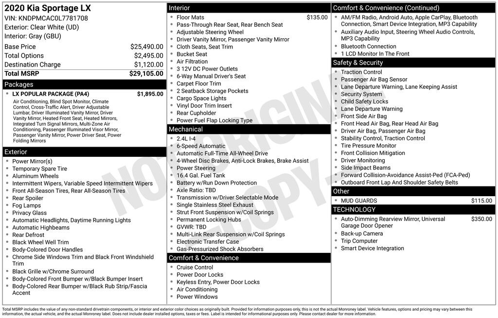 Certified 2020 Kia Sportage LX SUV