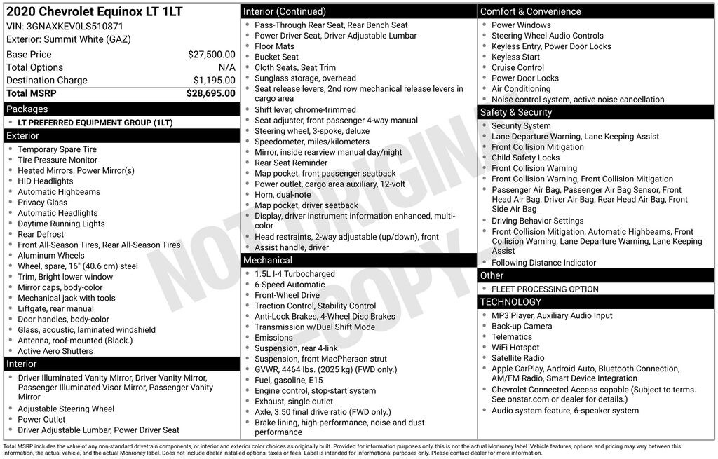 Used 2020 Chevrolet Equinox LT SUV