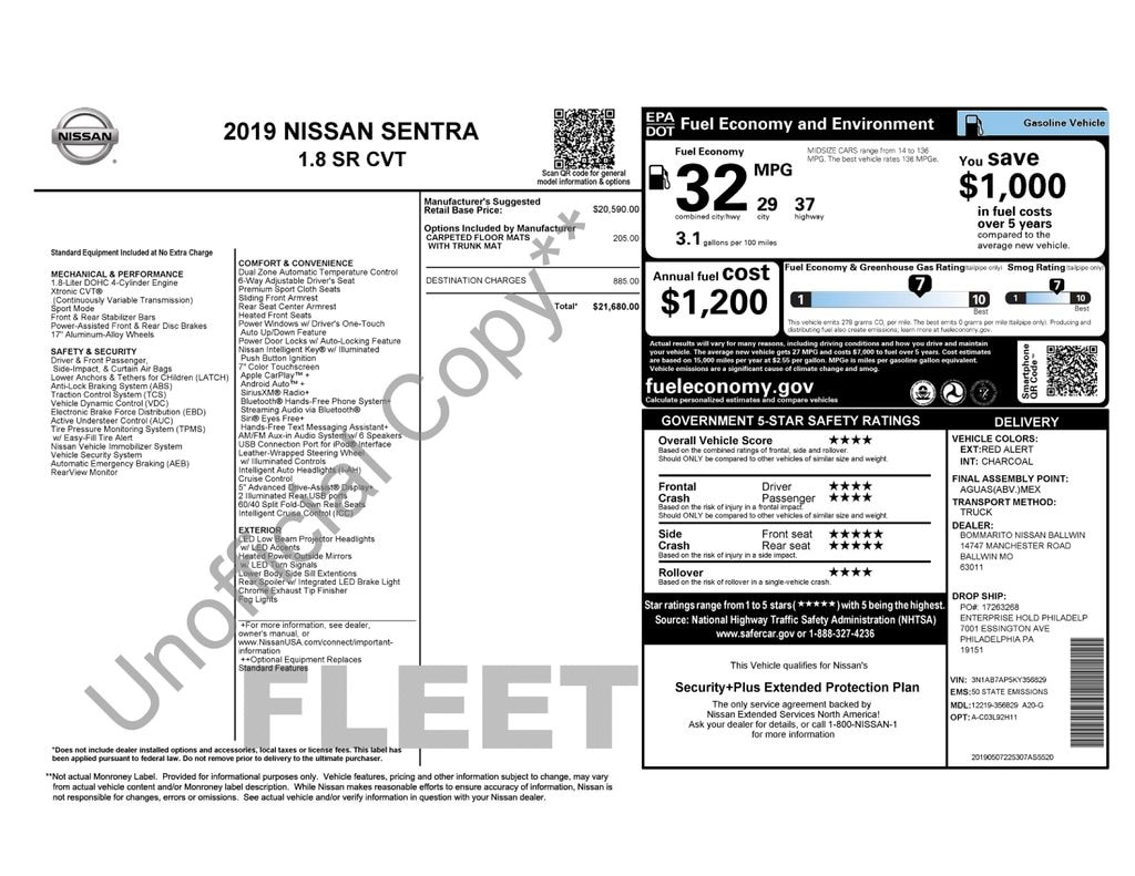 Certified 2019 Nissan Sentra SR Sedan