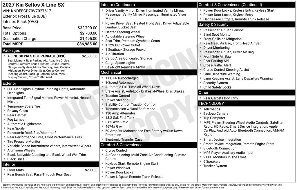 New 2027 Kia Seltos X-Line SX SUV