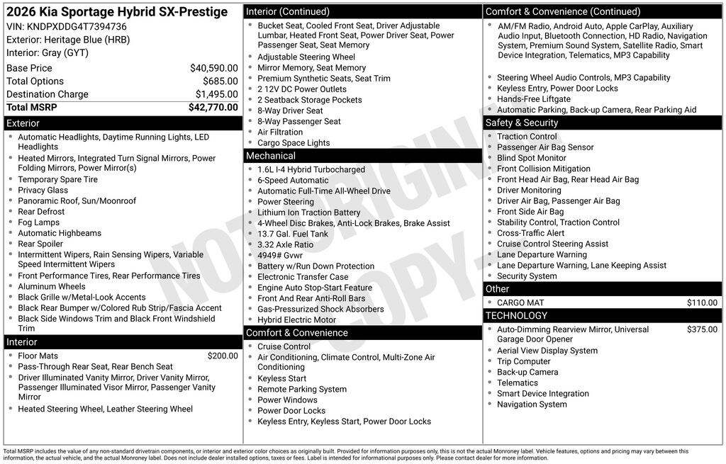 New 2026 Kia Sportage Hybrid SX-Prestige SUV
