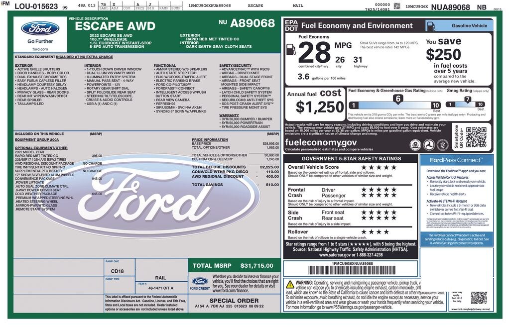 Used 2022 Ford Escape SE SUV