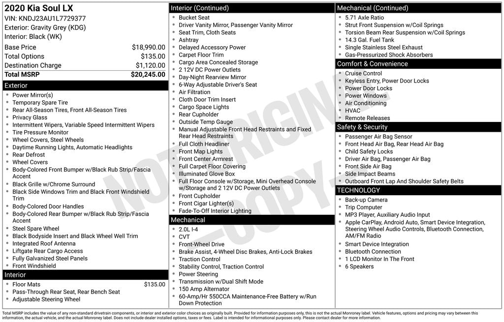 Certified 2020 Kia Soul LX Hatchback