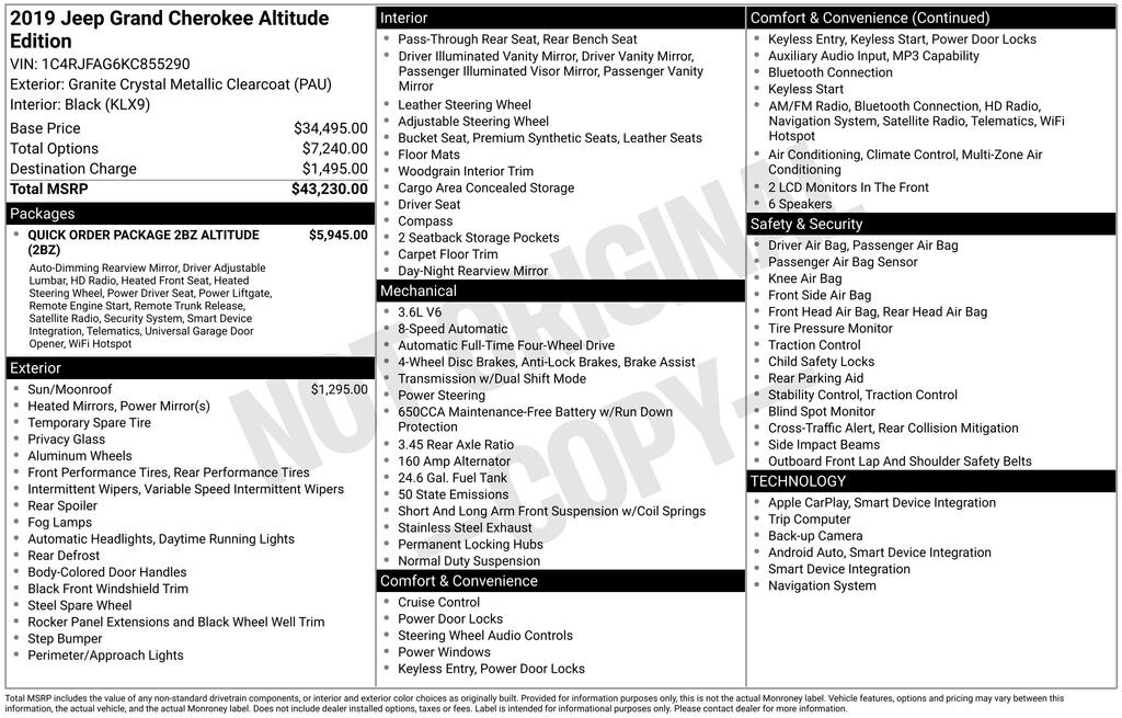 Used 2019 Jeep Grand Cherokee Altitude SUV